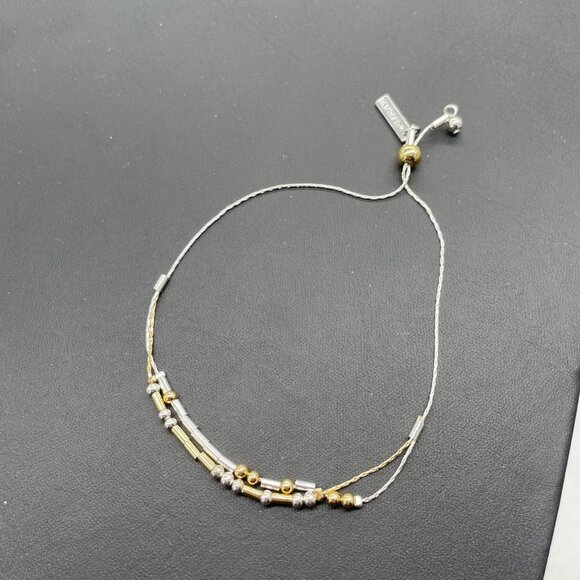 Demdaco Morse Code Bracelet Silver Gold Tone Beaded Casual Minimalist Evening - Picture 6 of 8